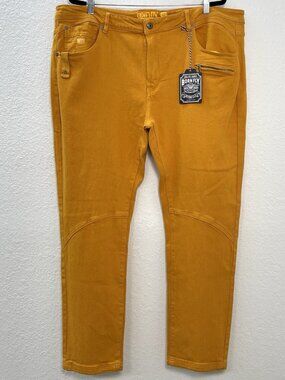 BORN FLY Mens 42x31 Gold Yellow Orange Denim JEANS Straight Leg NWT NEW $68